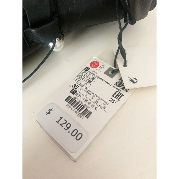 NWT Zara Combat Leather Chunky Chelsea Pearl Black Bikercore Boots - Picture 7 of 8